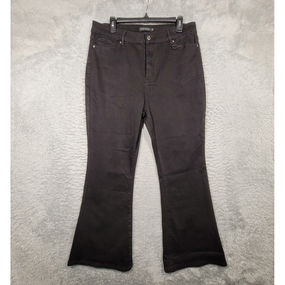 Flying Banana Women's Black Denim Bootcut Flare Jeans‎ High Rise Size 16S  34x29